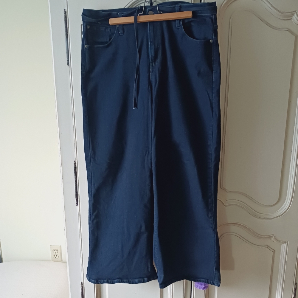 Dark Blue Indigo Wide Leg Jeans